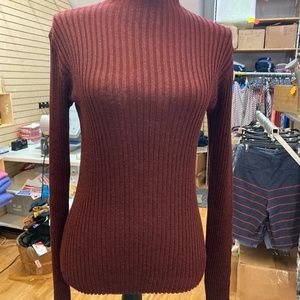 Womens Dark Maroon or Red ribbed fitted dress shirt